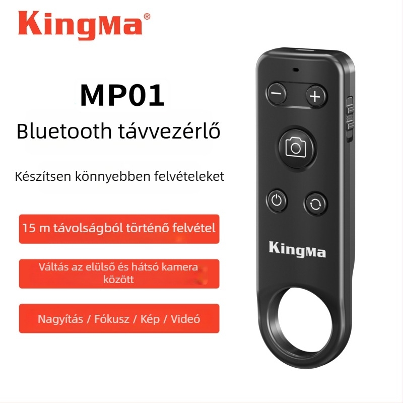 KM-MP01 Bluetooth távirányító okostelefonhoz, előlapi és hátlapi kamera közötti váltás, szelfi zoom, oldalváltás (Márka: Kingma/Jinma; Modell: KM-MP01; Bluetooth: 5.0; Anyag: ABS)