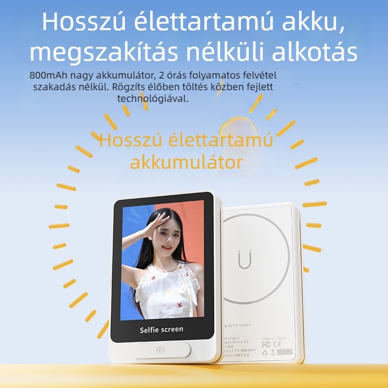 Mobiltelefonhoz készült vezeték nélküli Selfie-képernyő-tükröző eszköz — mágneses tartó, Bluetooth 4.0, Anyag: ABS + szilikon-gél + mágnes, Modell: A1.a2 a3.a4