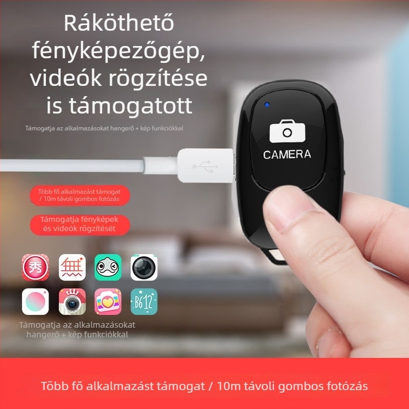 Bluetoothos selfie távirányító 5.0 — ABshutter3, ABS anyag, tömeg körülbelül 10 g, távirányítóval együtt