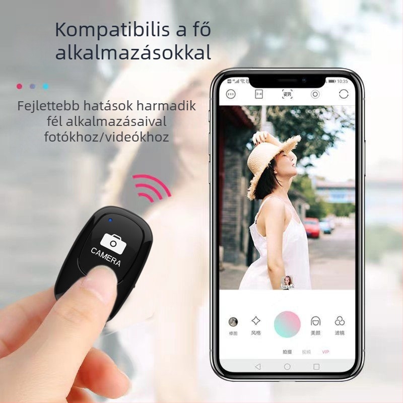 Bluetoothos selfie távirányító 5.0 — ABshutter3, ABS anyag, tömeg körülbelül 10 g, távirányítóval együtt
