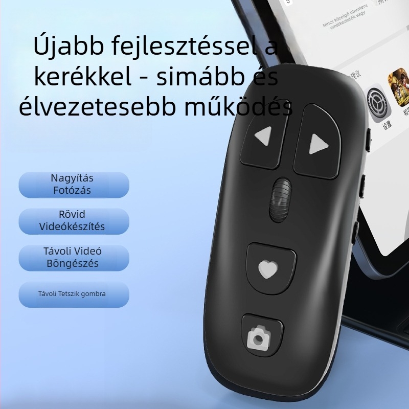KR-06 Bluetooth távirányító mobiltelefonhoz fényképezéshez, zoomhoz, objektívváltáshoz, oldalak görgetéséhez и zenevezérléshez (KR-06, Bluetooth 5.3, ABS, 24 g)
