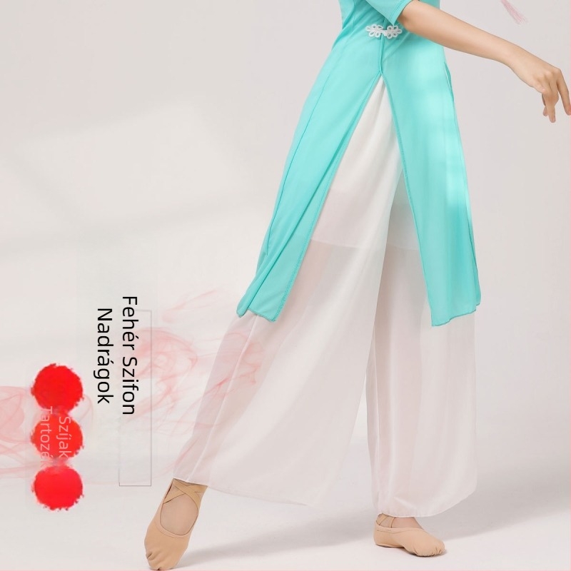 Háromrészes klasszikus táncruha: középhosszú Cheongsam Ao Dai szett, népi stílus, 70%-os spandex anyag