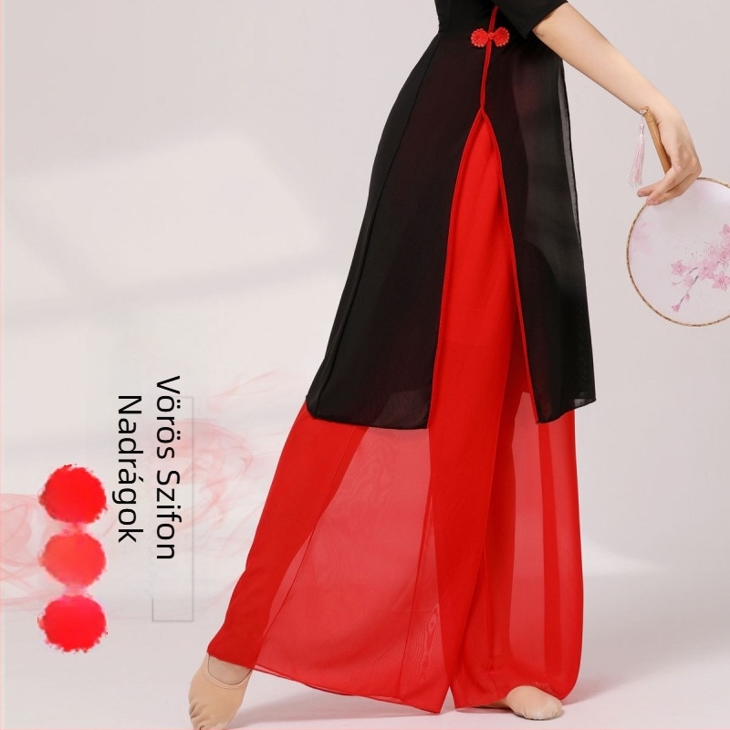Háromrészes klasszikus táncruha: középhosszú Cheongsam Ao Dai szett, népi stílus, 70%-os spandex anyag