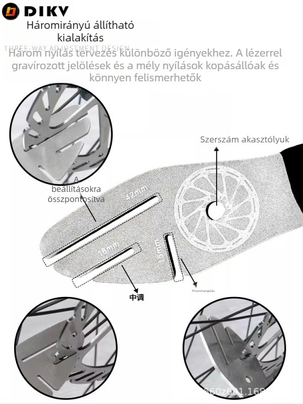 DIKV rozsdamentes acél kerékpár tárcsafék kulcs — rotor közötti rés beállítása, deformációs korrekció, kalibrálás, testre szabható feldolgozás