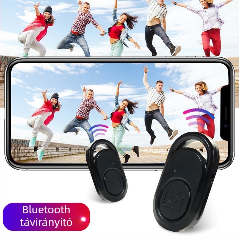 Vezeték nélküli Bluetooth selfie távirányító időzítővel, kompatibilis okostelefonokkal, PVC ház, 13 g súlyú