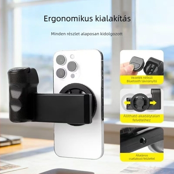 Okostelefonhoz tartozó stabilizátor mágneses fogóval és Bluetooth távirányítóval, ABS anyag, 96 g, modell K11, Bluetooth 5.0