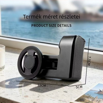 Okostelefonhoz tartozó stabilizátor mágneses fogóval és Bluetooth távirányítóval, ABS anyag, 96 g, modell K11, Bluetooth 5.0