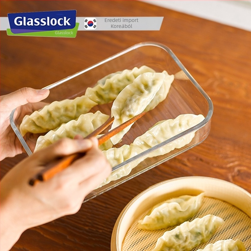 GlassLOCK üveg hűtő tárolóedény, téglalap alakú, mikrohullámú sütőben használható, 800–1000 ml