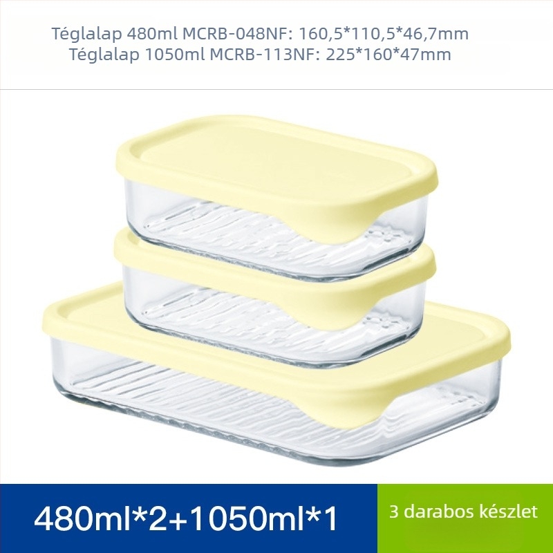 GlassLOCK üveg hűtő tárolóedény, téglalap alakú, mikrohullámú sütőben használható, 800–1000 ml