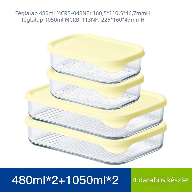 GlassLOCK üveg hűtő tárolóedény, téglalap alakú, mikrohullámú sütőben használható, 800–1000 ml