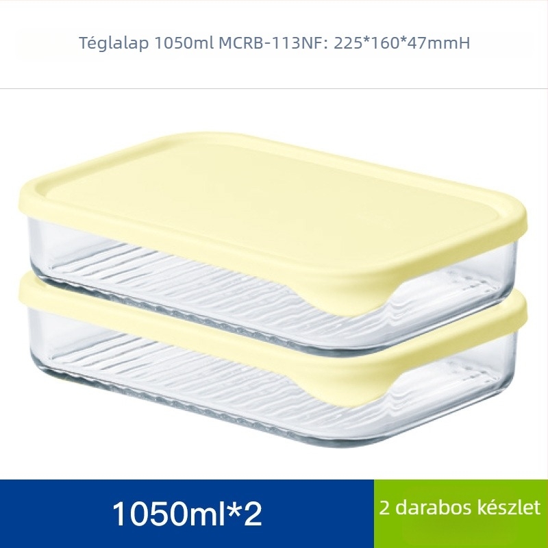 GlassLOCK üveg hűtő tárolóedény, téglalap alakú, mikrohullámú sütőben használható, 800–1000 ml