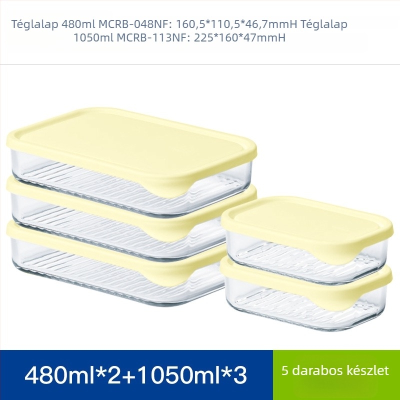 GlassLOCK üveg hűtő tárolóedény, téglalap alakú, mikrohullámú sütőben használható, 800–1000 ml