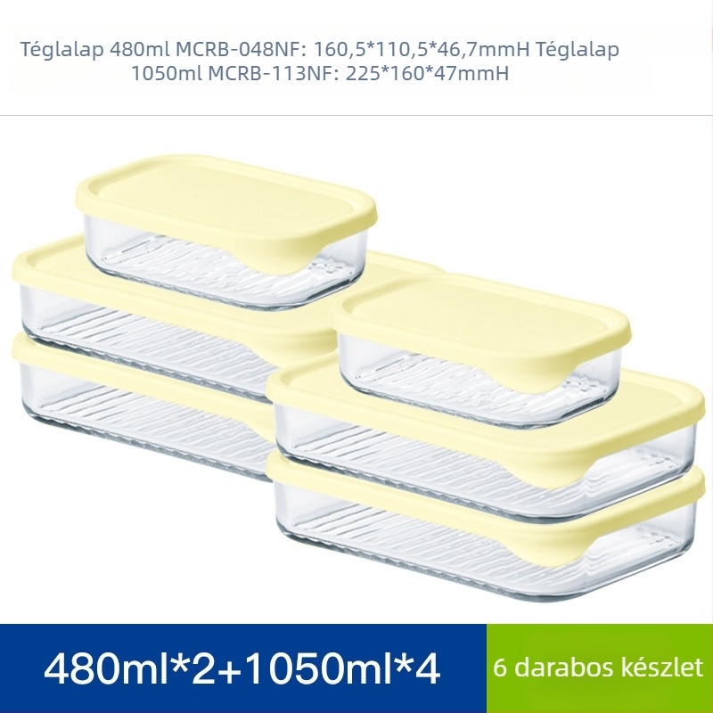 GlassLOCK üveg hűtő tárolóedény, téglalap alakú, mikrohullámú sütőben használható, 800–1000 ml