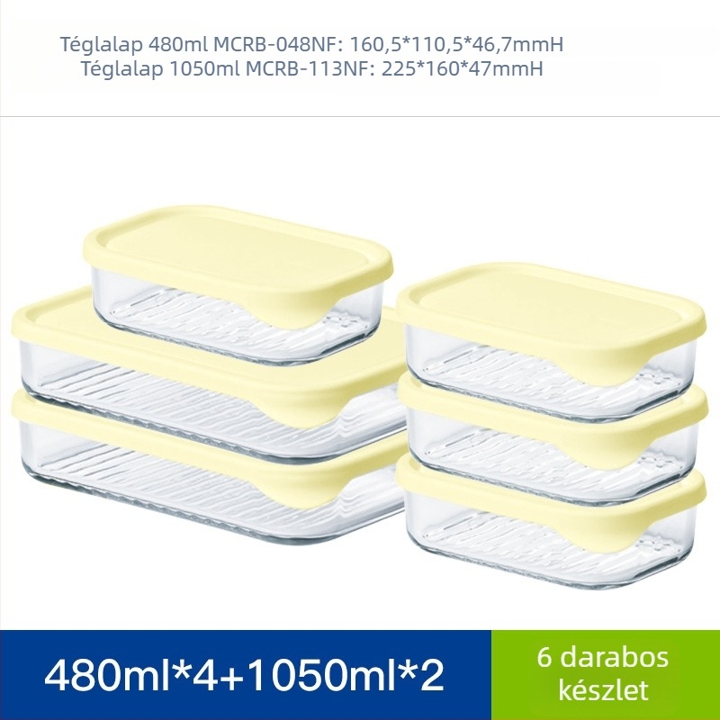 GlassLOCK üveg hűtő tárolóedény, téglalap alakú, mikrohullámú sütőben használható, 800–1000 ml