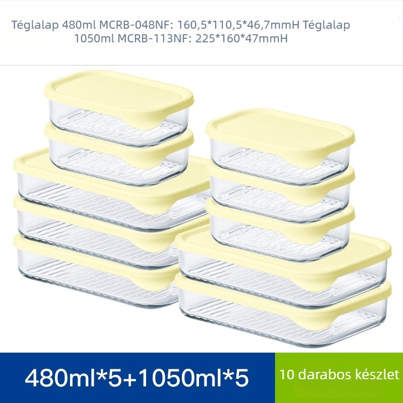 GlassLOCK üveg hűtő tárolóedény, téglalap alakú, mikrohullámú sütőben használható, 800–1000 ml