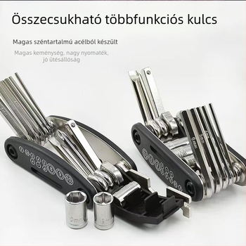 Kerékpár javító eszköz 16-az-1 hex kulcs, összecsukható, rozsdamentes acél, többfunkciós eszköz