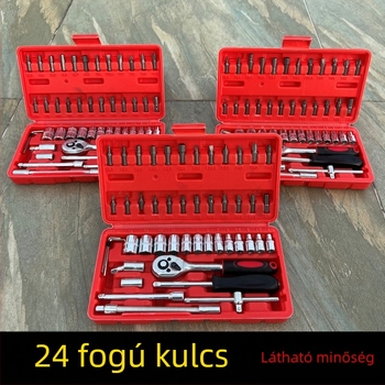 Racsnis kulcs készlet, 48 darabos hex fej készlet, acél, műanyag doboz, modell WE2