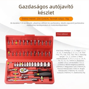 Racsnis kulcs készlet, 48 darabos hex fej készlet, acél, műanyag doboz, modell WE2