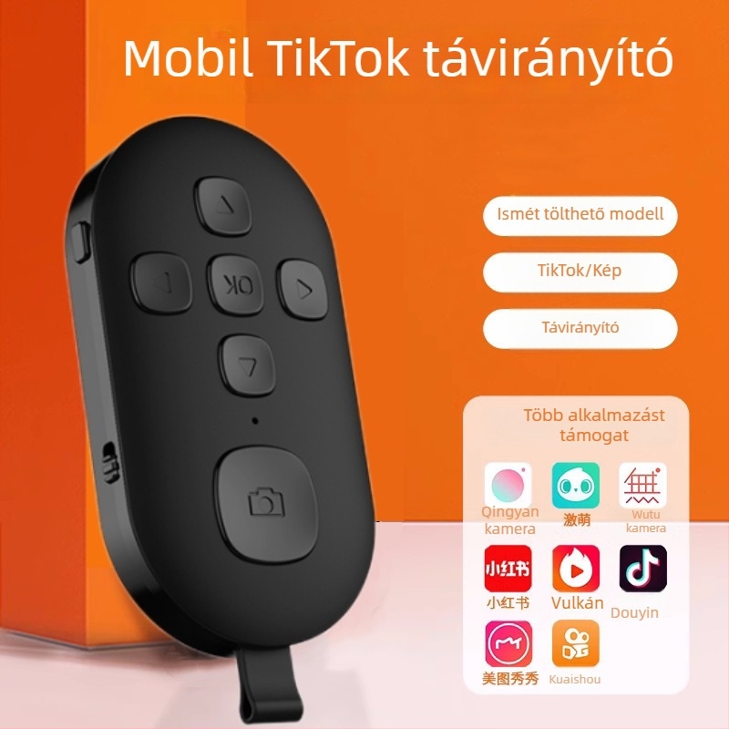 Telefon távirányító – újratölthető Bluetooth fénykép eszköz, modell Beauty-1, Bluetooth 4.0, műanyag, 13,7 g