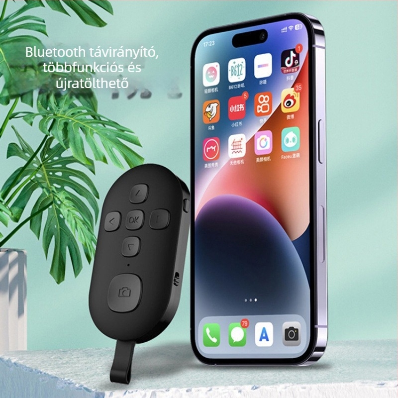Telefon távirányító – újratölthető Bluetooth fénykép eszköz, modell Beauty-1, Bluetooth 4.0, műanyag, 13,7 g