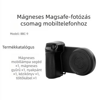 BBC-9 hordozható selfie fény mágneses rögzítéssel, Bluetooth 5.0, műanyag ház, 185 g