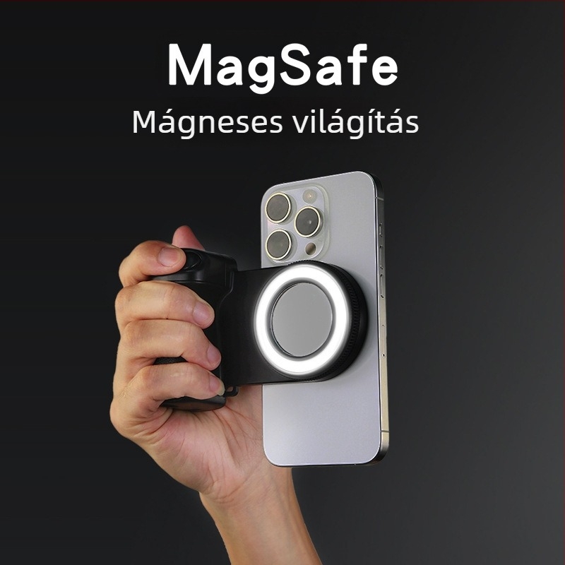 BBC-9 hordozható selfie fény mágneses rögzítéssel, Bluetooth 5.0, műanyag ház, 185 g