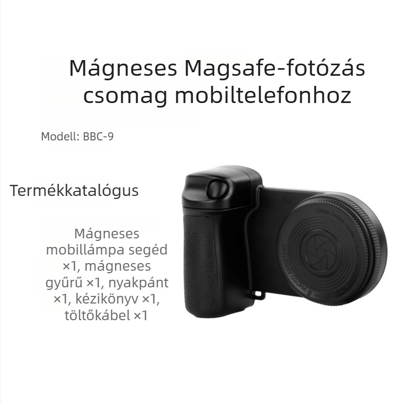 BBC-9 hordozható selfie fény mágneses rögzítéssel, Bluetooth 5.0, műanyag ház, 185 g