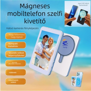 Mobiltelefonos selfie-projektor, vezeték nélküli hanggal és nagy felbontású kijelzővel (Modell: Második generáció; Bluetooth 4.0; Anyag: Műanyag; Súly: 156 g)