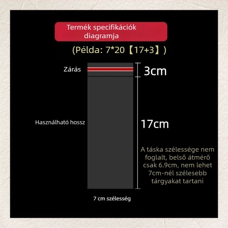 OPP önzáró zacskók ruhák csomagolásához, 100 db/csomag, zárási hossz 1–50 cm