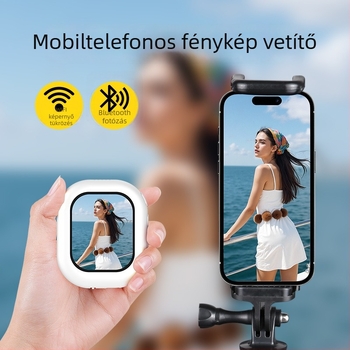 Szelfihez vezeték nélküli képernyő-tükröző eszköz hátsó kamerával, modell T3s, Bluetooth 4.0, Anyag: ABS+szilikagél+mágneses rögzítés, Tömeg: 200 g