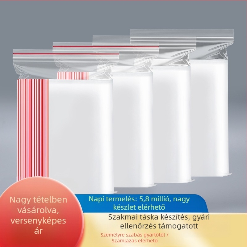 PE átlátszó önzáró zacskó élelmiszer-csomagoláshoz, zárási hossz 3 cm, márka Jucai Packaging