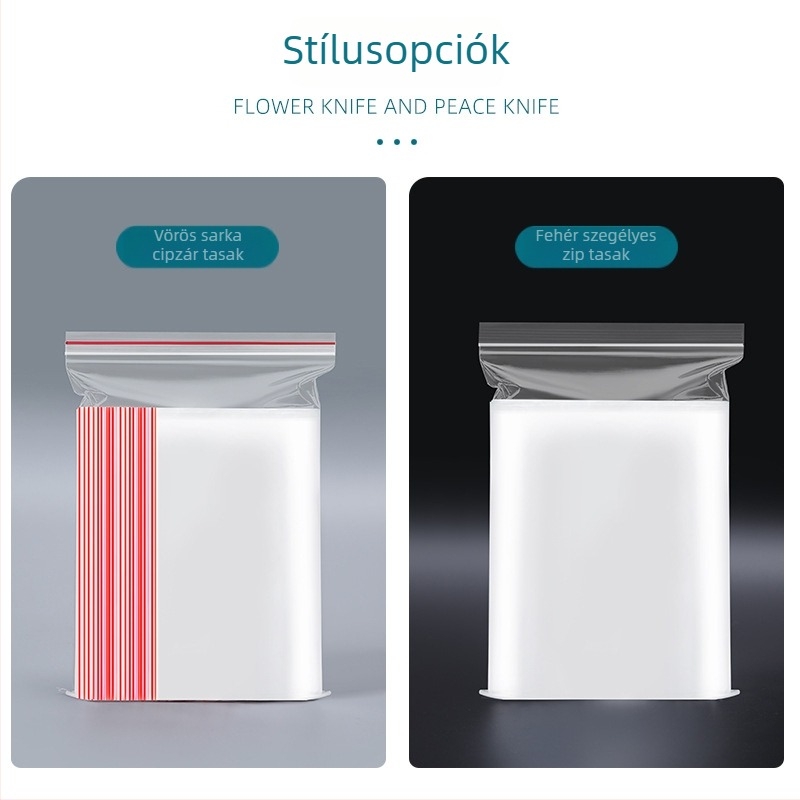 PE átlátszó önzáró zacskó élelmiszer-csomagoláshoz, zárási hossz 3 cm, márka Jucai Packaging