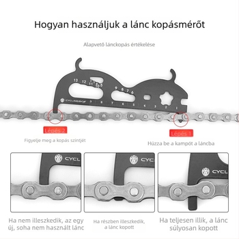 Alumíniumötvözetű kerékpárlánc kopásmérő tolómérő eszköz