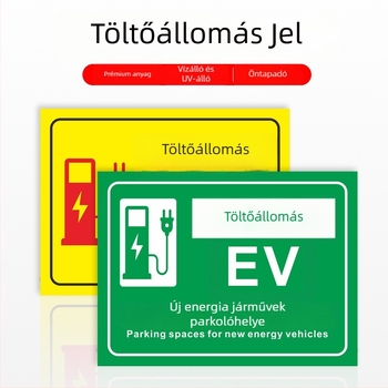 Elektromos autó töltőterület tábla – UV-nyomtatású PVC, földalatti garázsban használható, biztonsági és parkolási jelzés