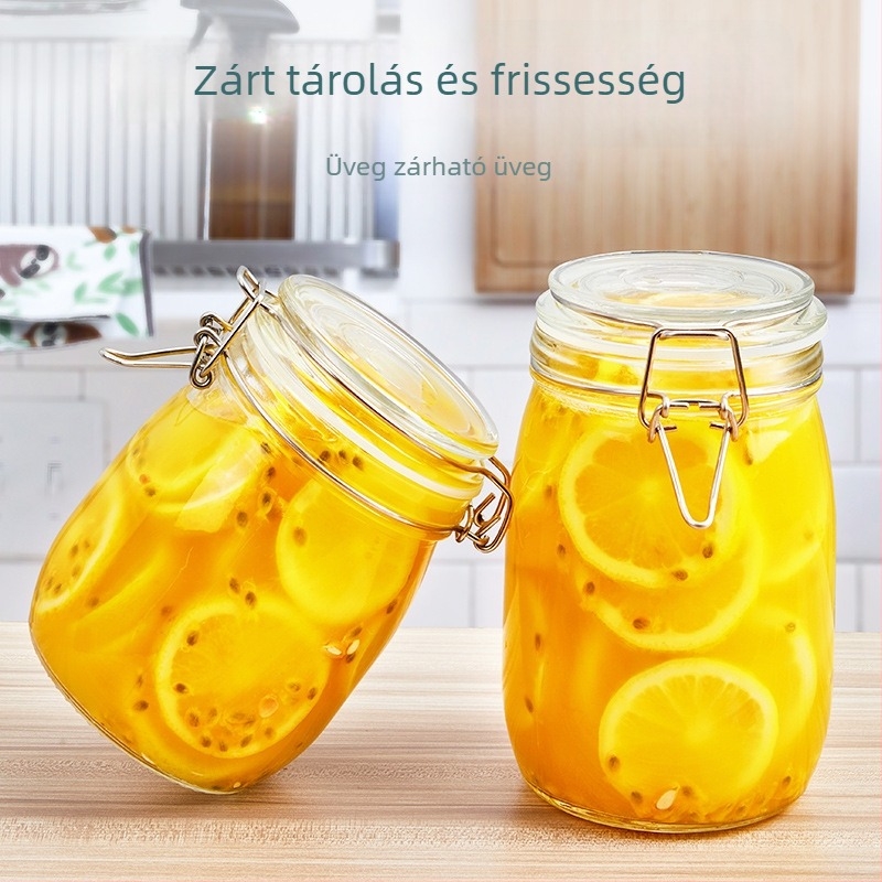 Üveg zárható pohár, kerek forma, 501-800 ml kapacitás, mikrohullámú sütőben használható, modern minimalista stílus