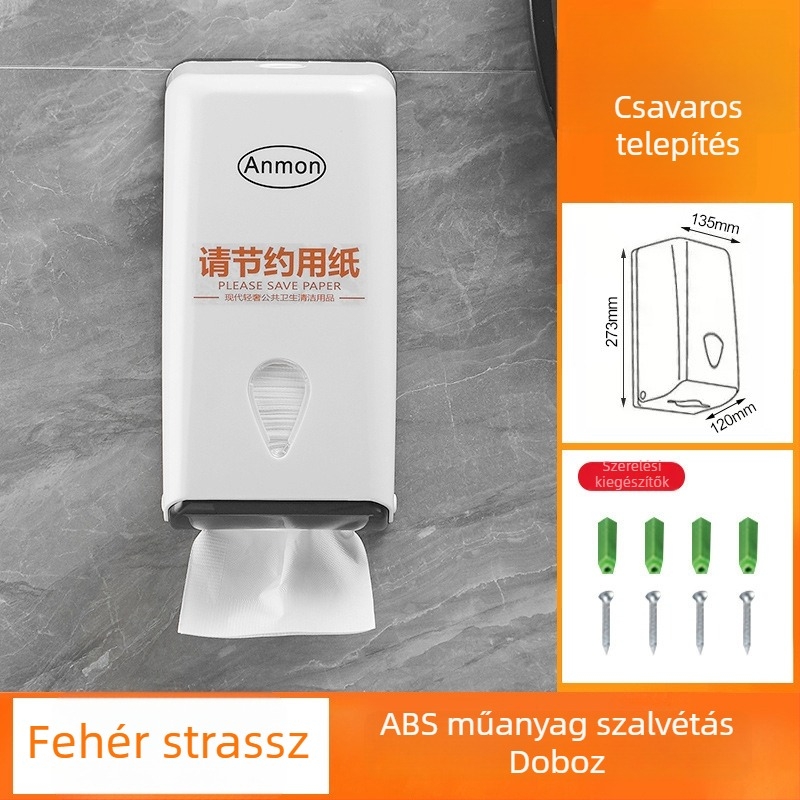Fali szalvétatartó doboz fürdőszobához, műanyagból, kivehető szalvétával, modern minimalist stílus, többfunkciós