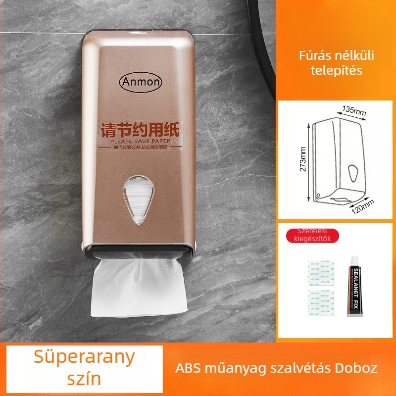 Fali szalvétatartó doboz fürdőszobához, műanyagból, kivehető szalvétával, modern minimalist stílus, többfunkciós