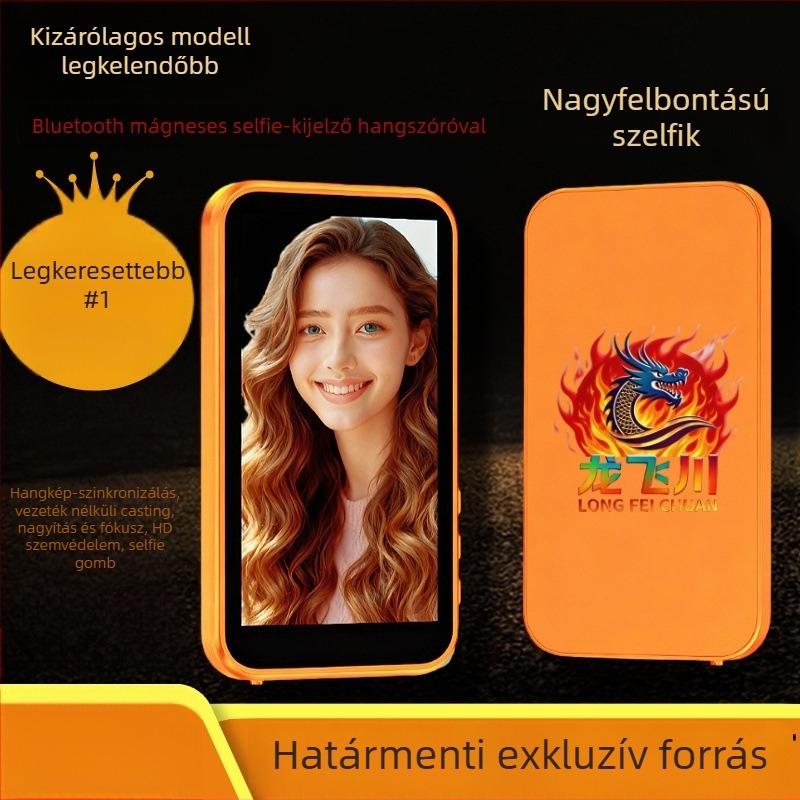 Vezeték nélküli hátul magnetikus selfie kijelző telefonhoz távirányítóval, hangos zoom vetítés kijelző — Modell Beauty 7, Bluetooth 4.0, Műanyag, 100 g
