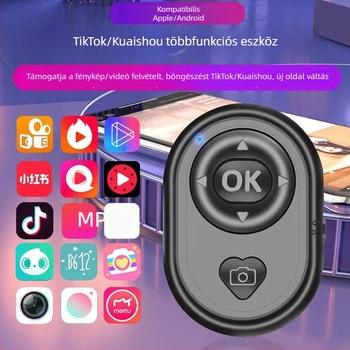 Bluetooth kamera távvezérlő, vezeték nélküli selfie bot műanyag házban, Bluetooth 4.0, univerzális telefon-tartó