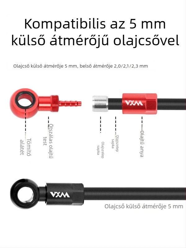Hegyikerékpár hidraulikus fék olajvezeték-csatlakozó, öt vonalas, kompatibilis SLX/XT/XTR