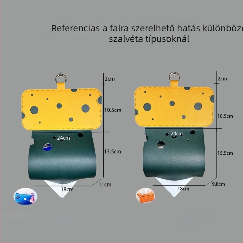 PU bőrből készült falra szerelhető papírtörlő doboz, modell JY0003, vízálló és többfunkciós, furatmentes rögzítés, húzható papírtörlő