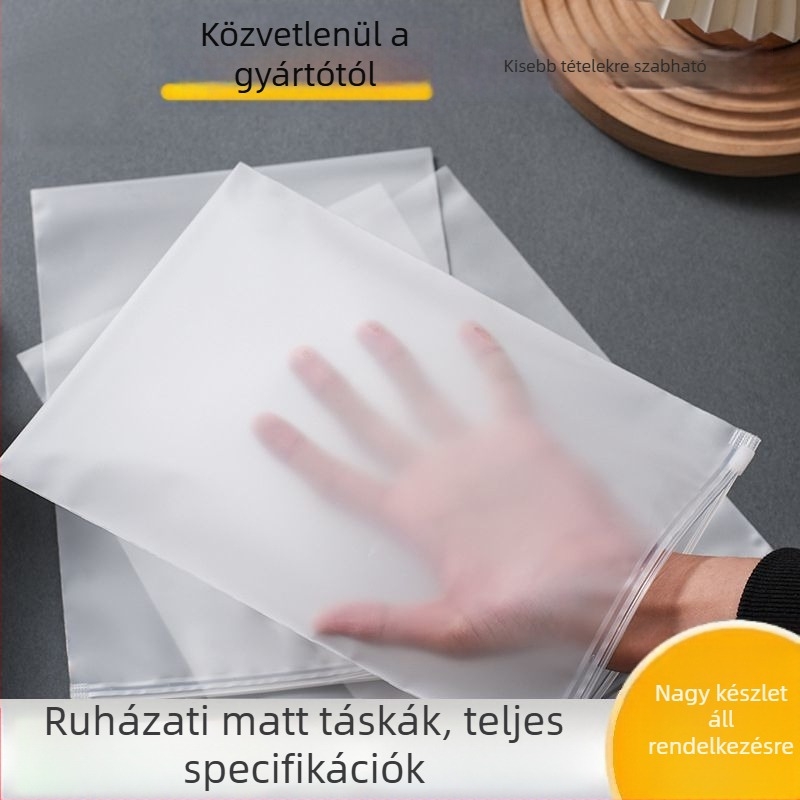 Tavaszi ruhákhoz való cipzáras tasak, EVA/PE, matt felület, átlátszó csomagolás, logóval ellátva