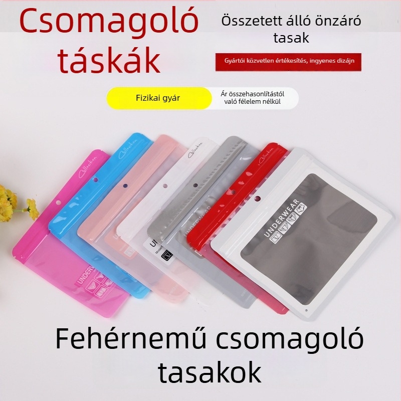 Zárható, átlátszó OPP csomagoló zacskók fehérnemű és zokni számára, nyomtatott (Eredet: Wenzhou; Napi termelés: 500000; Dupla rétegvastagság: testreszabható; Márka: Bai Pu)