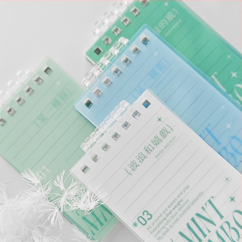 A7-es zsebméretű lazán fűzött jegyzetfüzet spirálkötéssel, 80 oldal, A7 méret, hordozható diák jegyzetfüzet