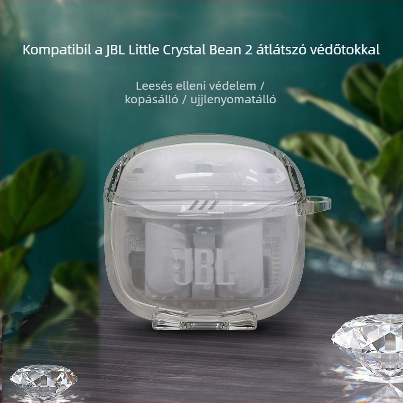 JBL Bean 2 átlátszó TPU tok – Bluetooth fülhallgatóhoz, teljes védelem, ütésálló