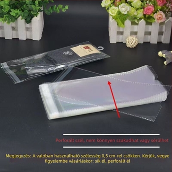 Zoknik csomagoló tasak U‑lyukas dizájnnal, átlátszó OPP műanyag, öntapadós Zip lezárás, zárási hossz 3–4 cm