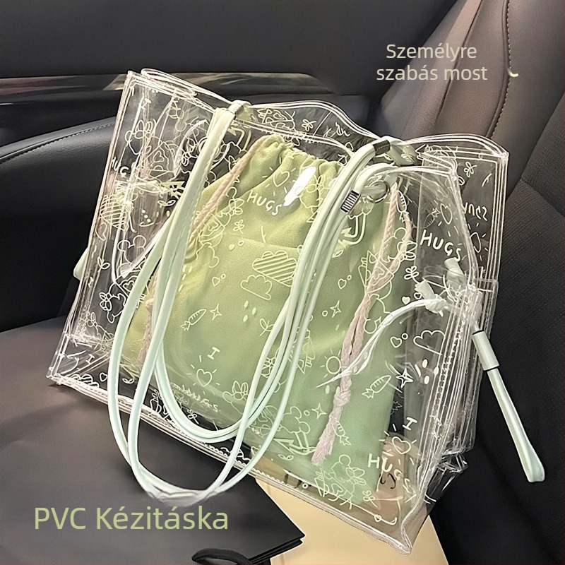 Átlátszó PVC tote táska zárral, nagy kapacitású, hordozható poggyász tárolás, logó testreszabás