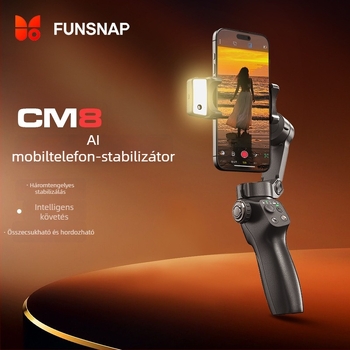 Telefonos gimbal stabilizátor, összecsukható, 3-tengelyes, AI arckövetés, Bluetooth, távirányító nélkül