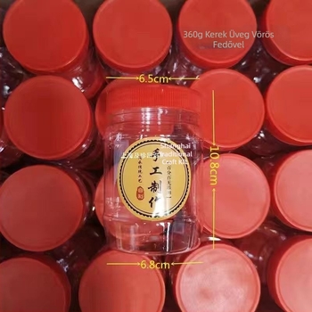 Átlátszó műanyag szószüveg zárható fedővel, 5 liter vagy nagyobb kapacitás, chili paprika-szezámmártás és fermentált tofu számára