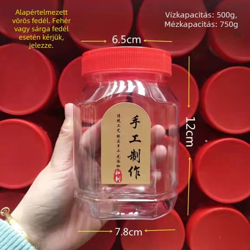 Átlátszó műanyag szószüveg zárható fedővel, 5 liter vagy nagyobb kapacitás, chili paprika-szezámmártás és fermentált tofu számára